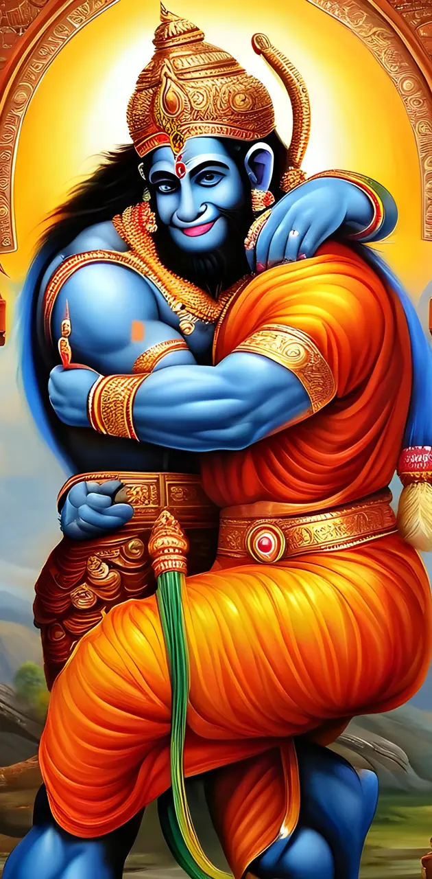 Ram and Hanuman hugs