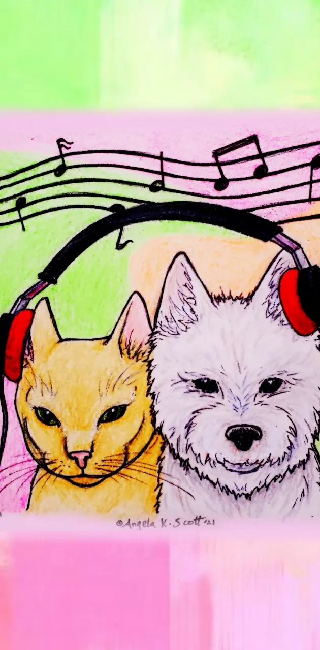 Music Cat and Dog art
