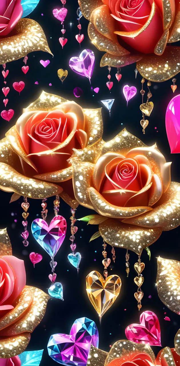 Rainbow Bling and Gilded Roses