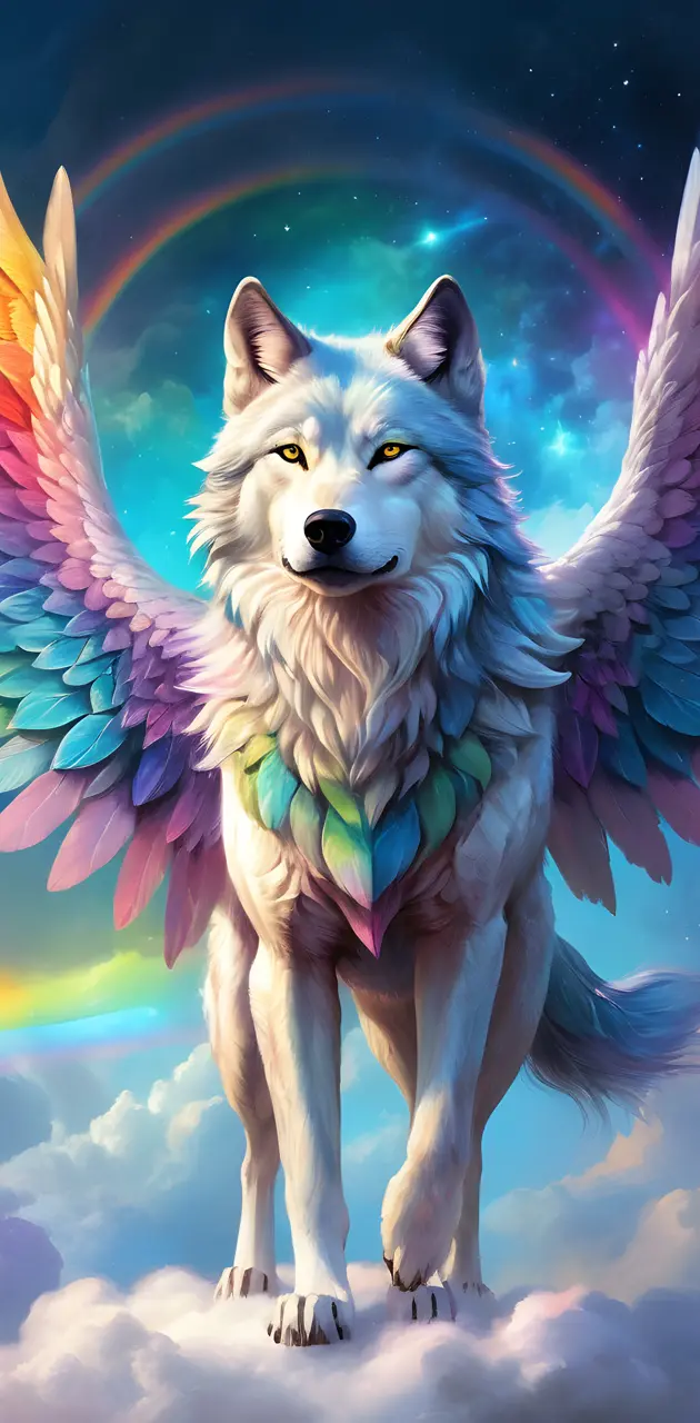 Rainbow Flying wolf