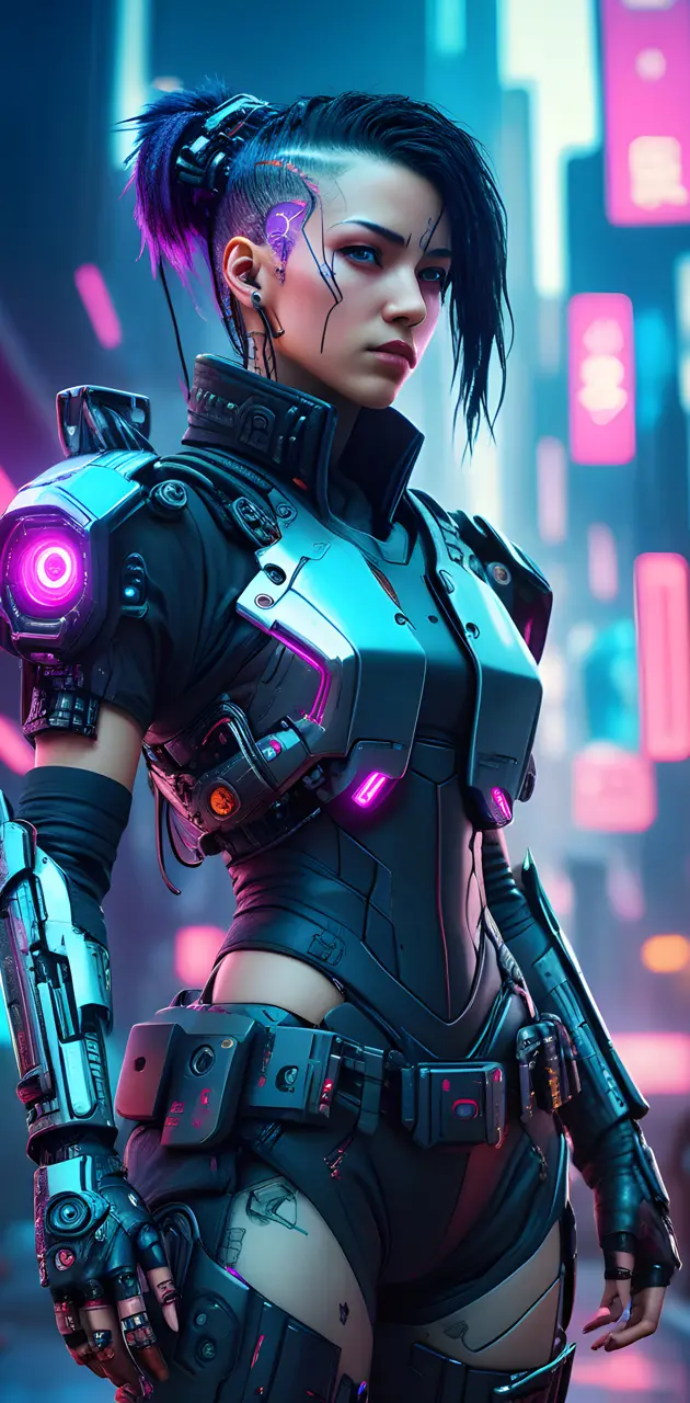Full Body Cyberpunk Woman
