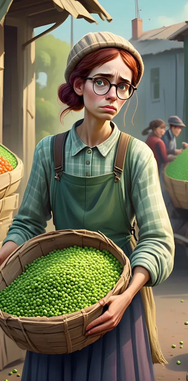 Sad woman with some peas