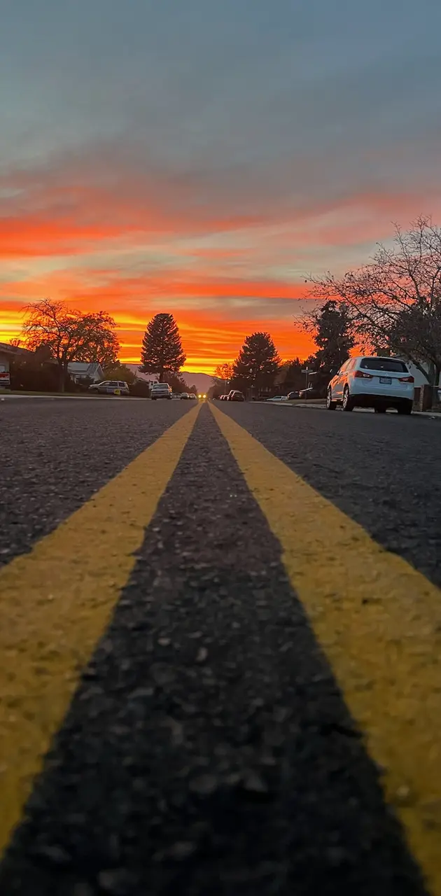Close road sunset 