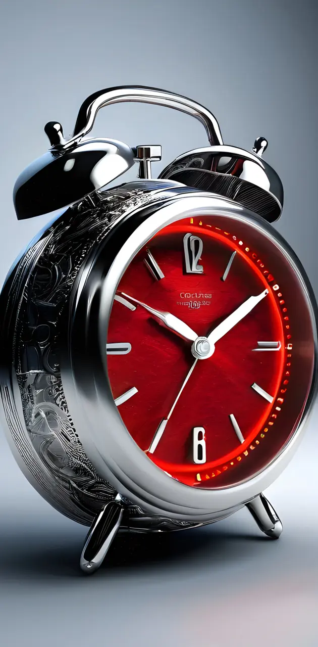 a red and black alarm clock