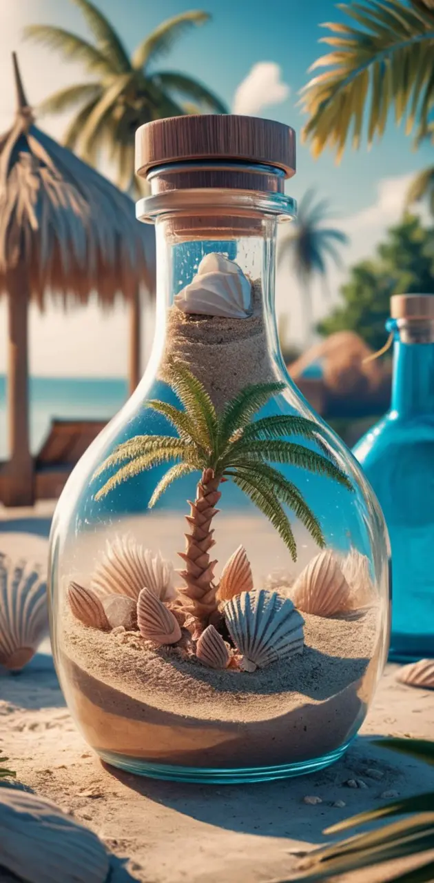 A clear glass bottle