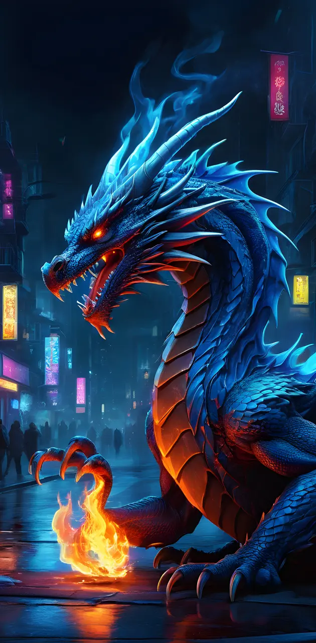 Dragon in a populated city