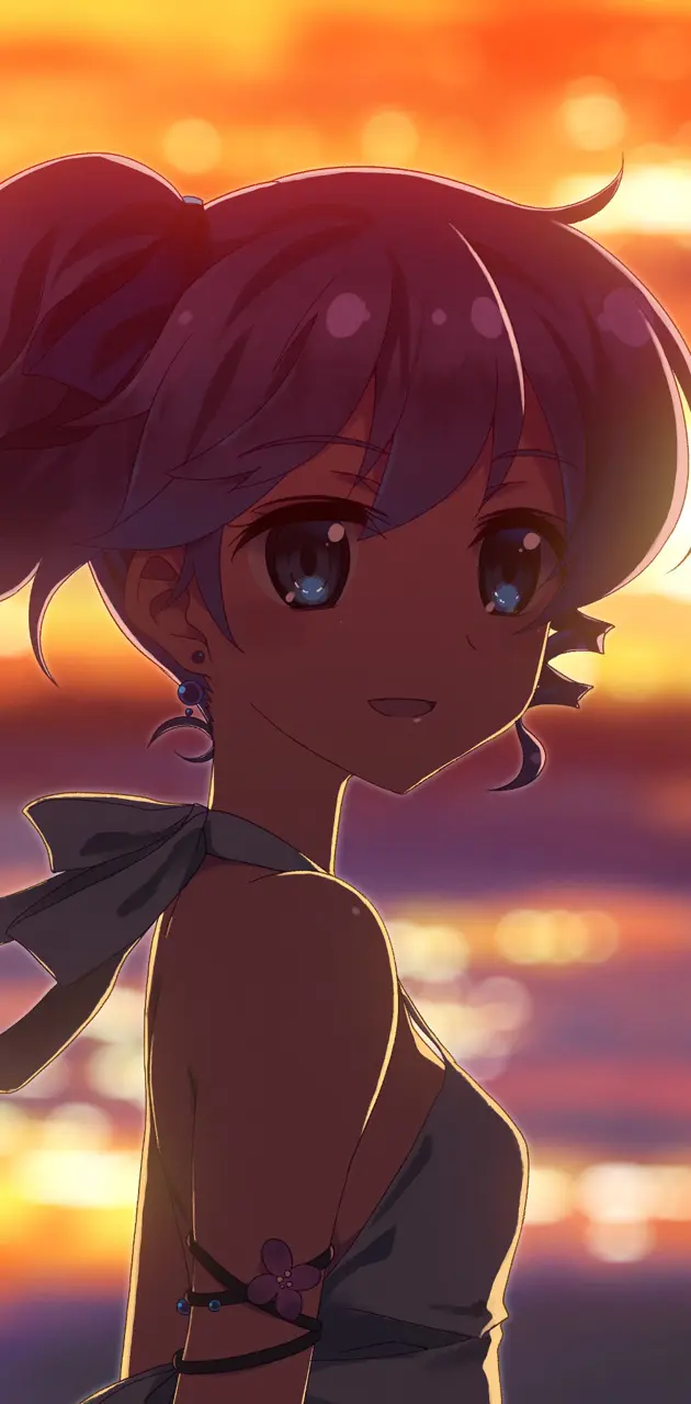 Anime-girl-sunset