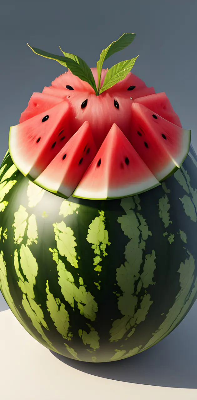 a watermelon with watermelon slices on top