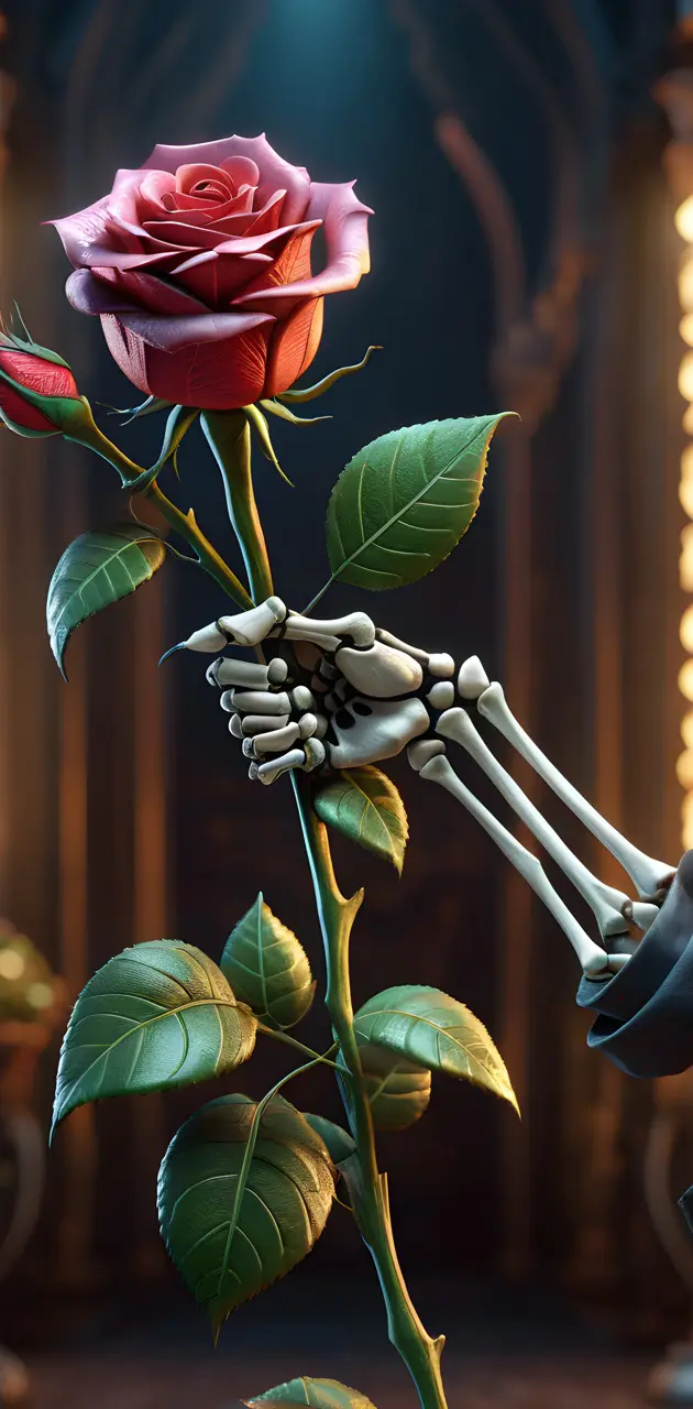 skeleton hand rose