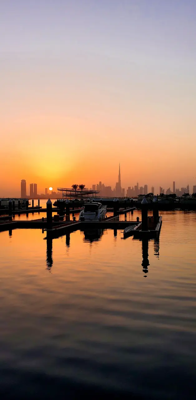 Sunset and Burj Khalif