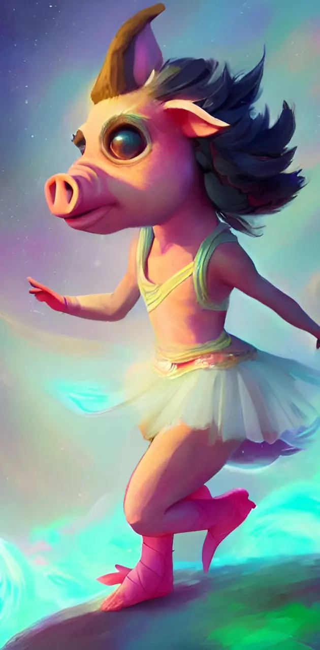 Ballerina pig running
