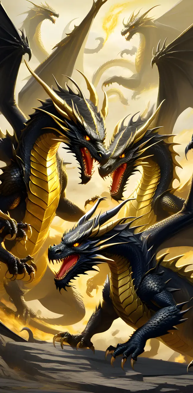 Two dragons fighting