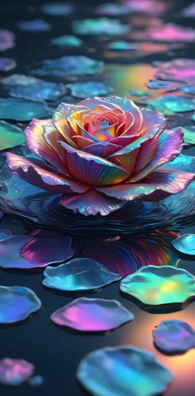 a colorful flower floating on water
