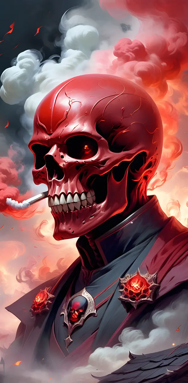 red smoking skull
