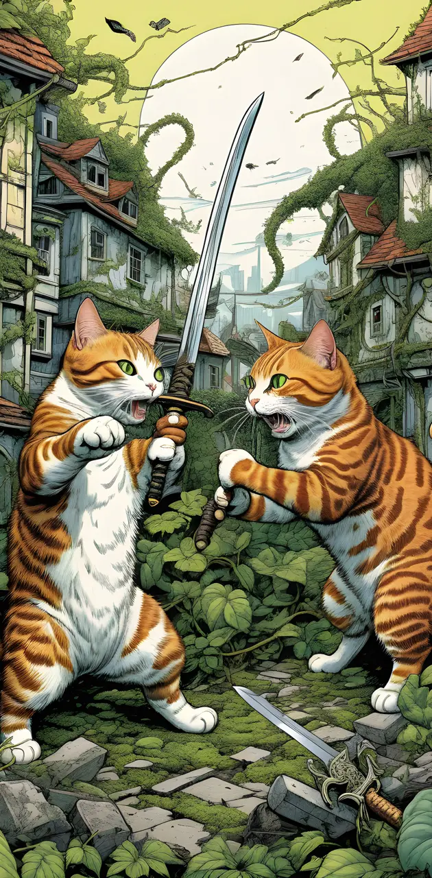 cats fighting with swords 7