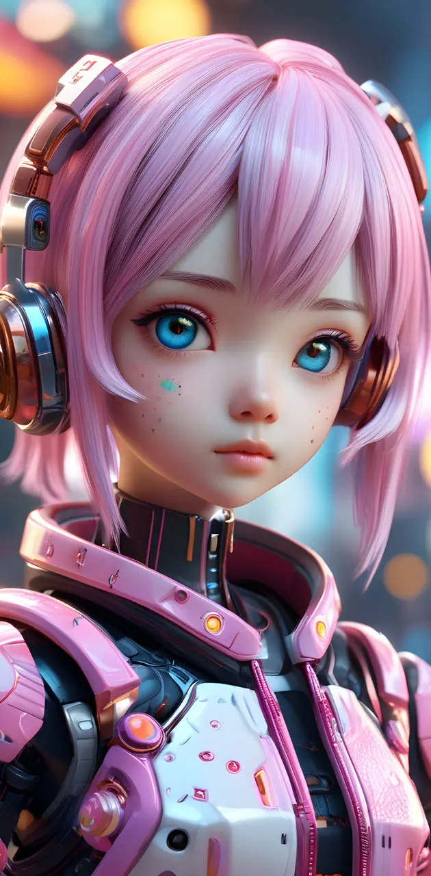 a doll with pink hair