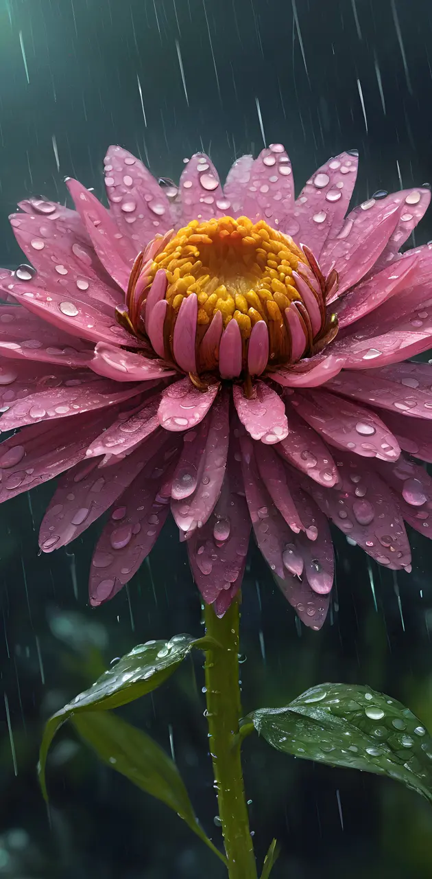 Rain on a pink flower