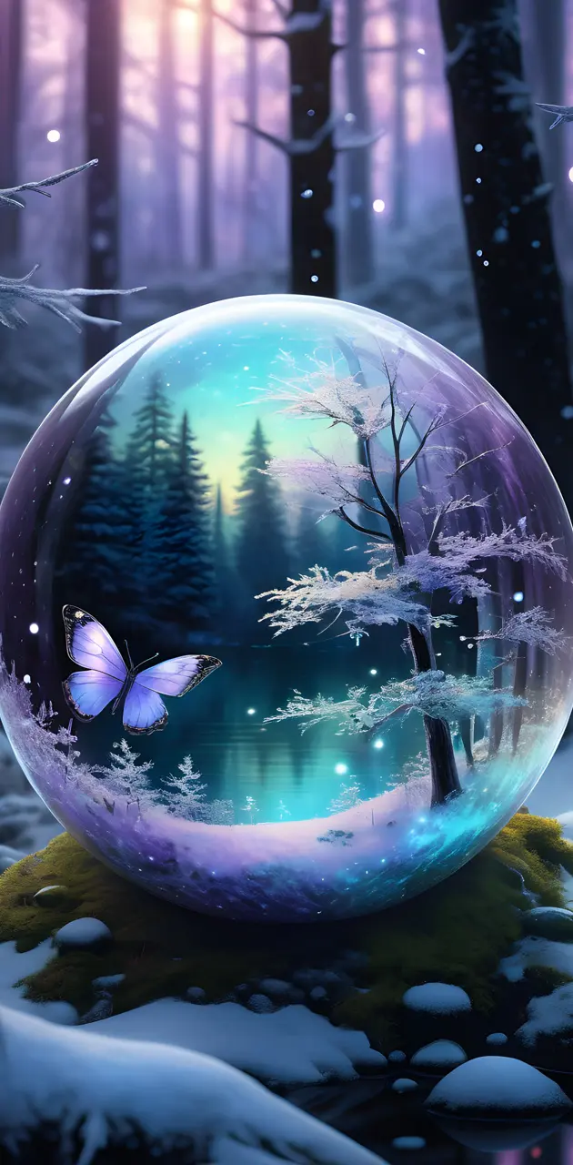 frosted butterfly in a bubble