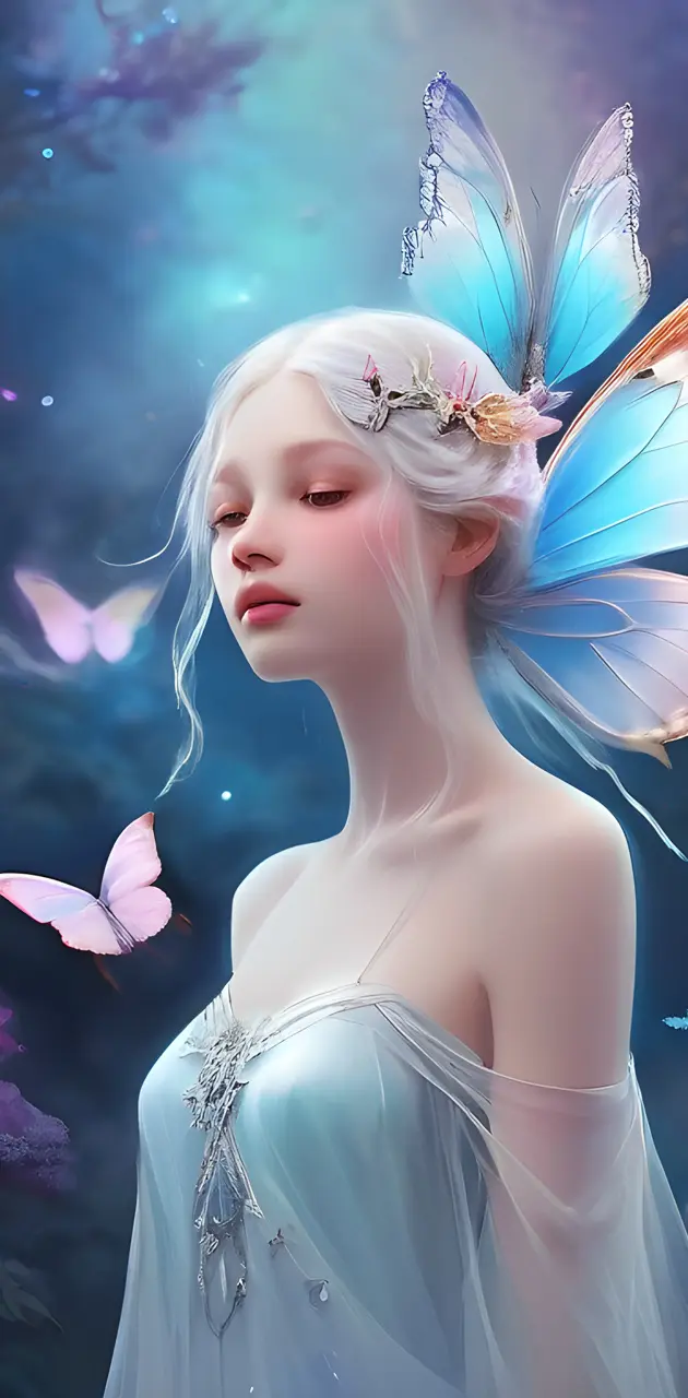 beautiful lady with butterfly wallpaper