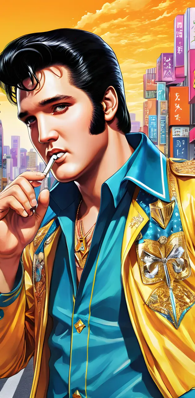 Elvis Presley smoking a cigarette