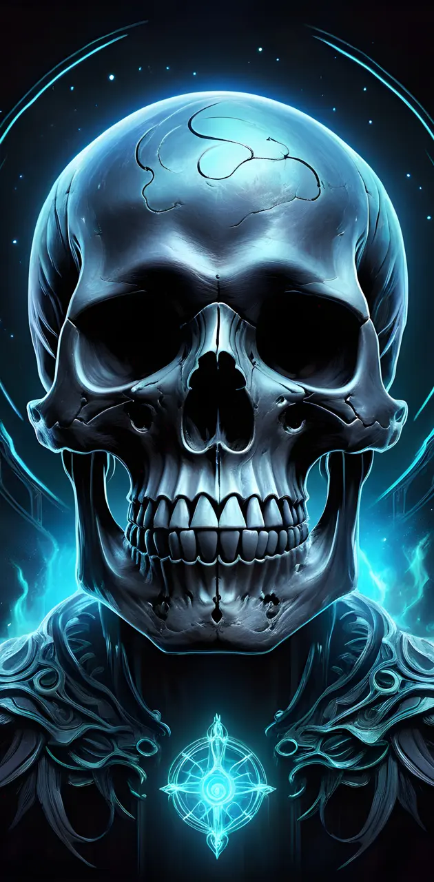 a human skull with a blue background