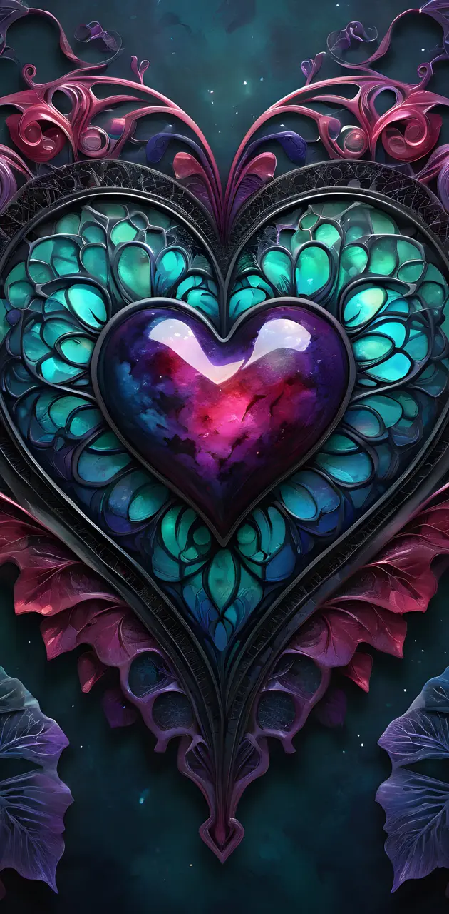 Pirple and teal heart