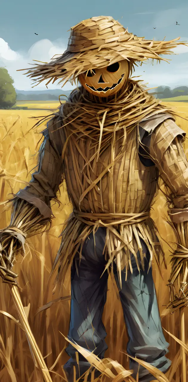 a scarecrow in a field