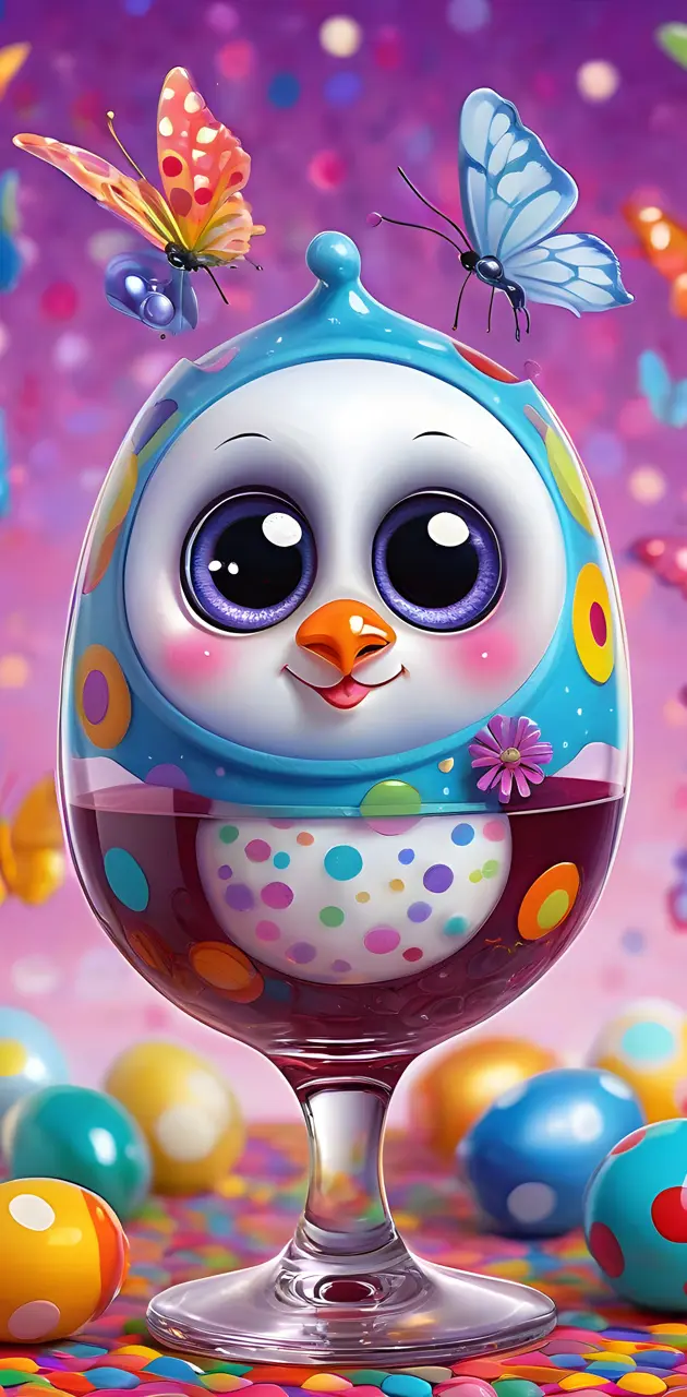 a colorful egg shaped object with a face on it