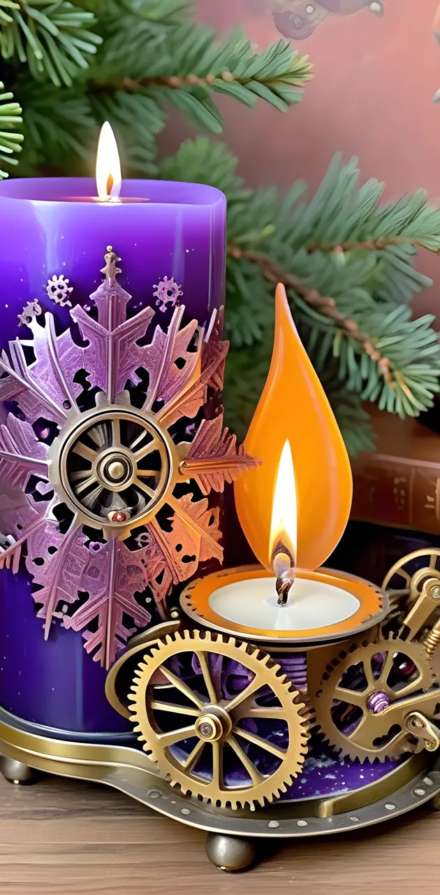 Purple Winter Candle