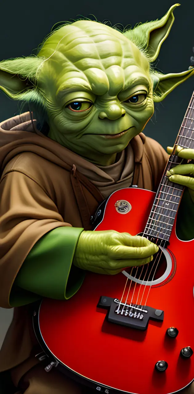 AI Yoda playing guitar