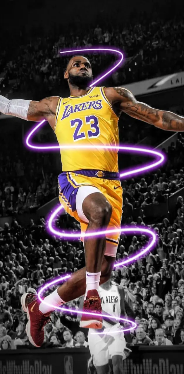 Download Lakers Iphone With Lebron Dunking Wallpaper