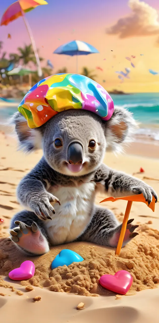 a koala holding a stick