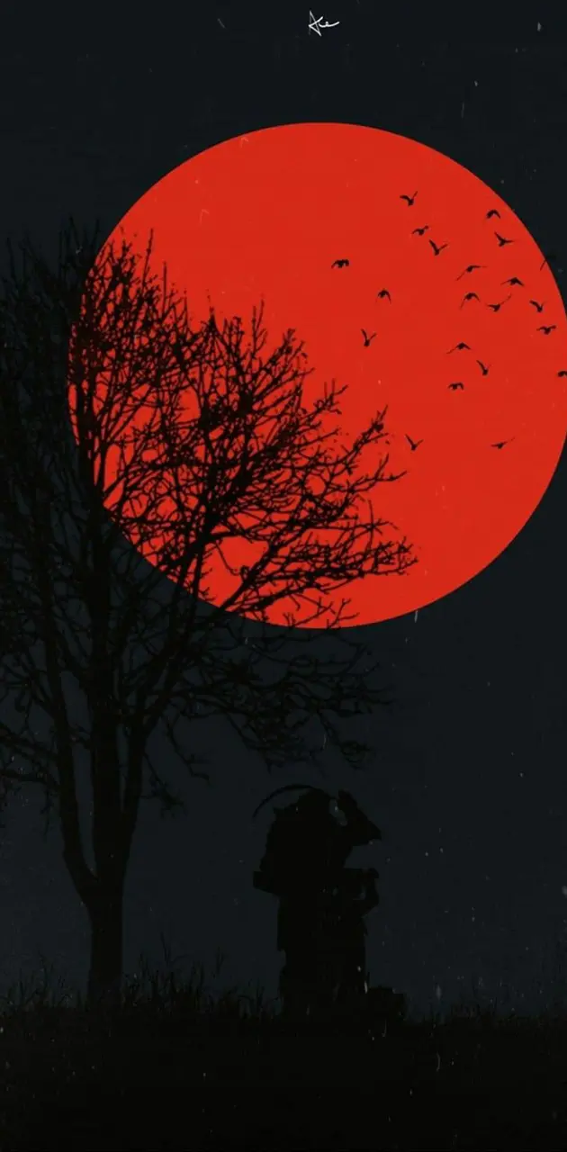 Red Moon and tree