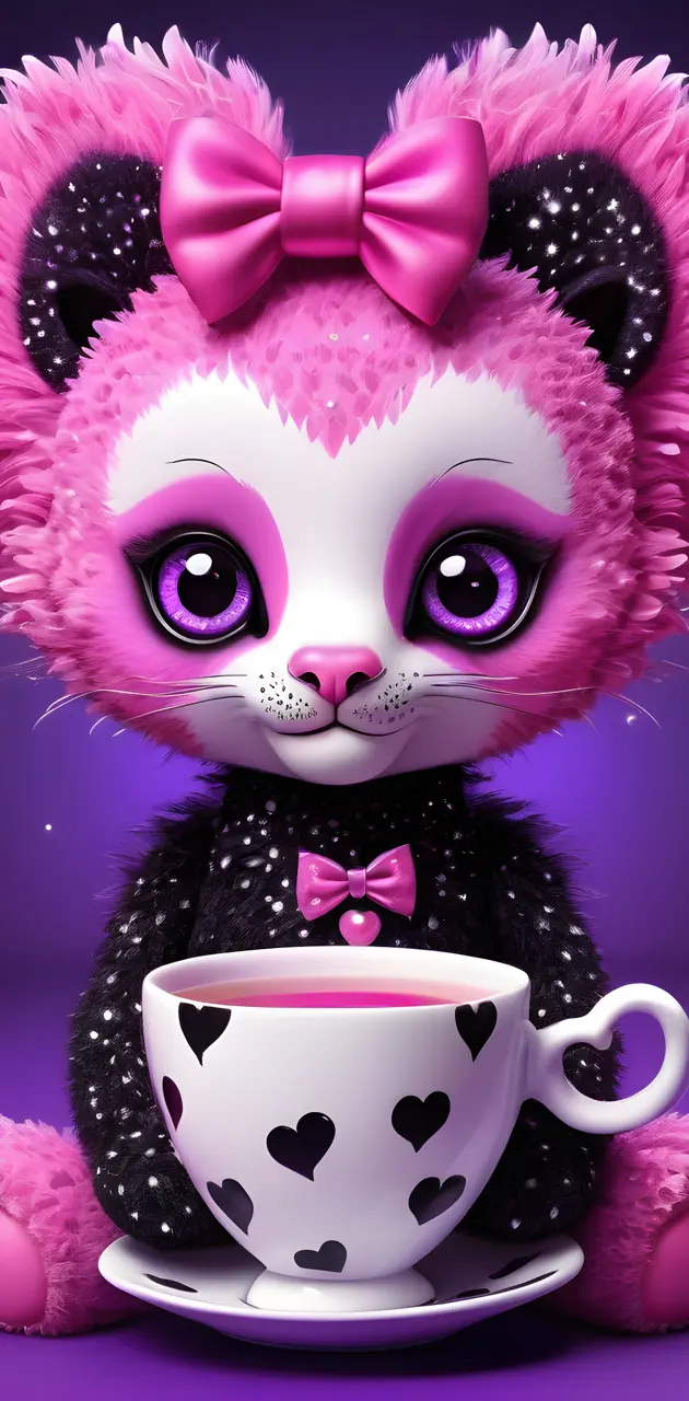 a cat doll with a cup