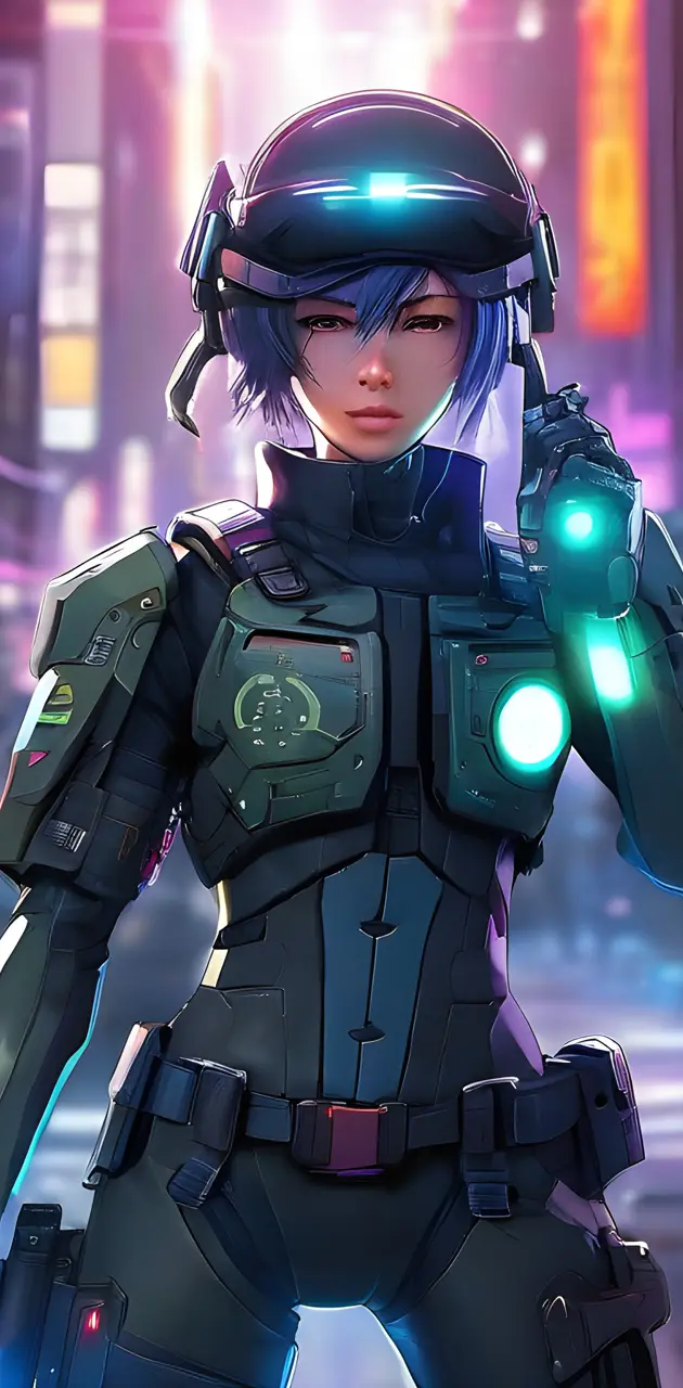 female soldier cyberpunk