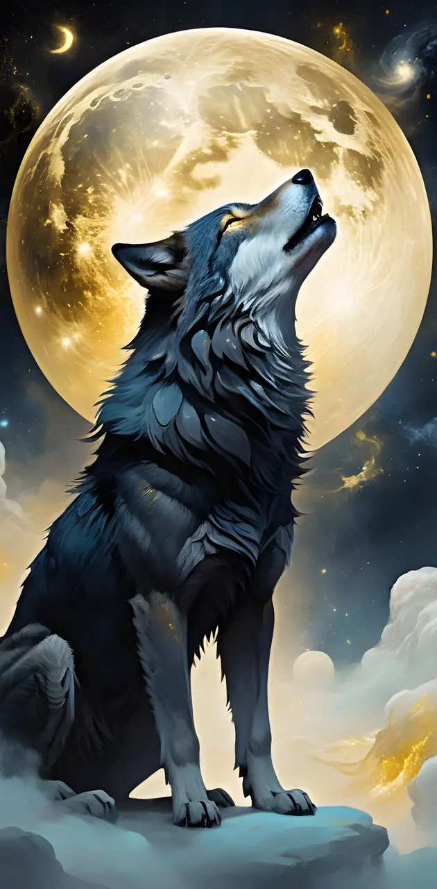 wolf black and gold