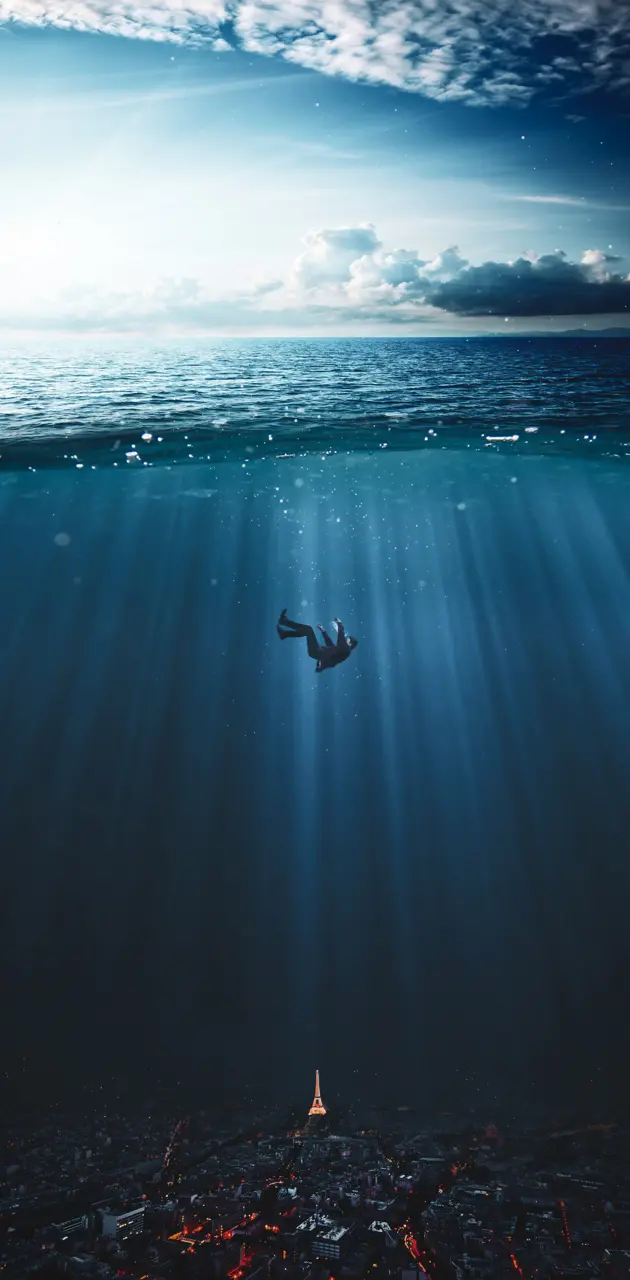 Man sinking in water