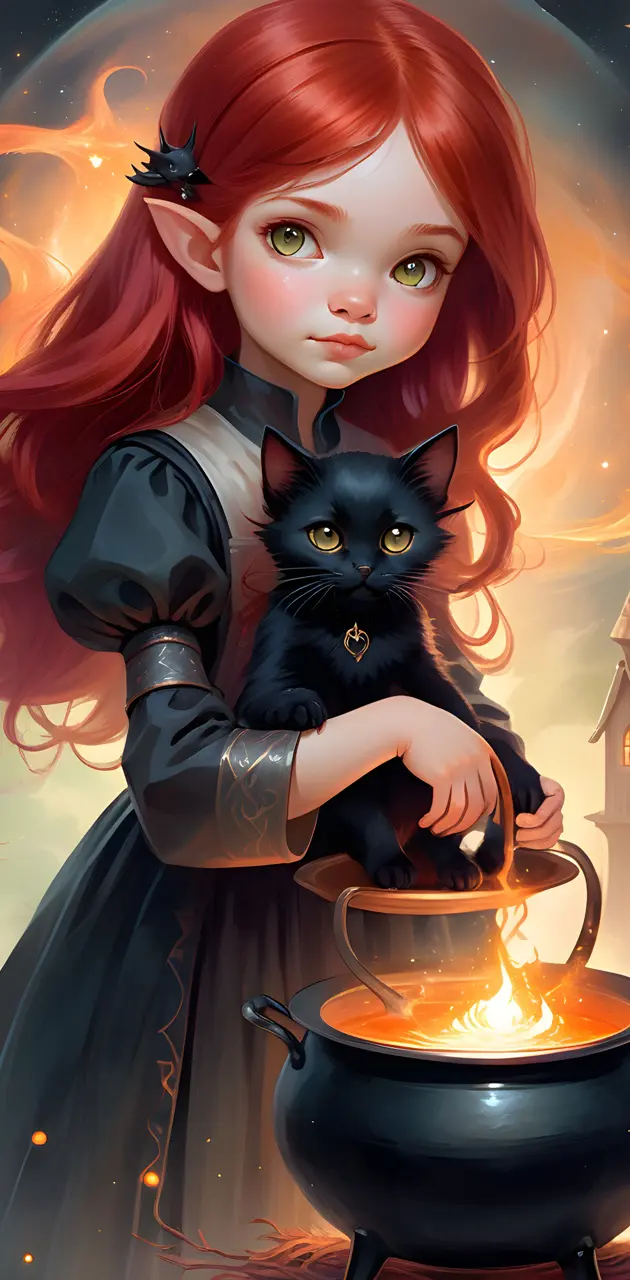 little witch and cat familiar