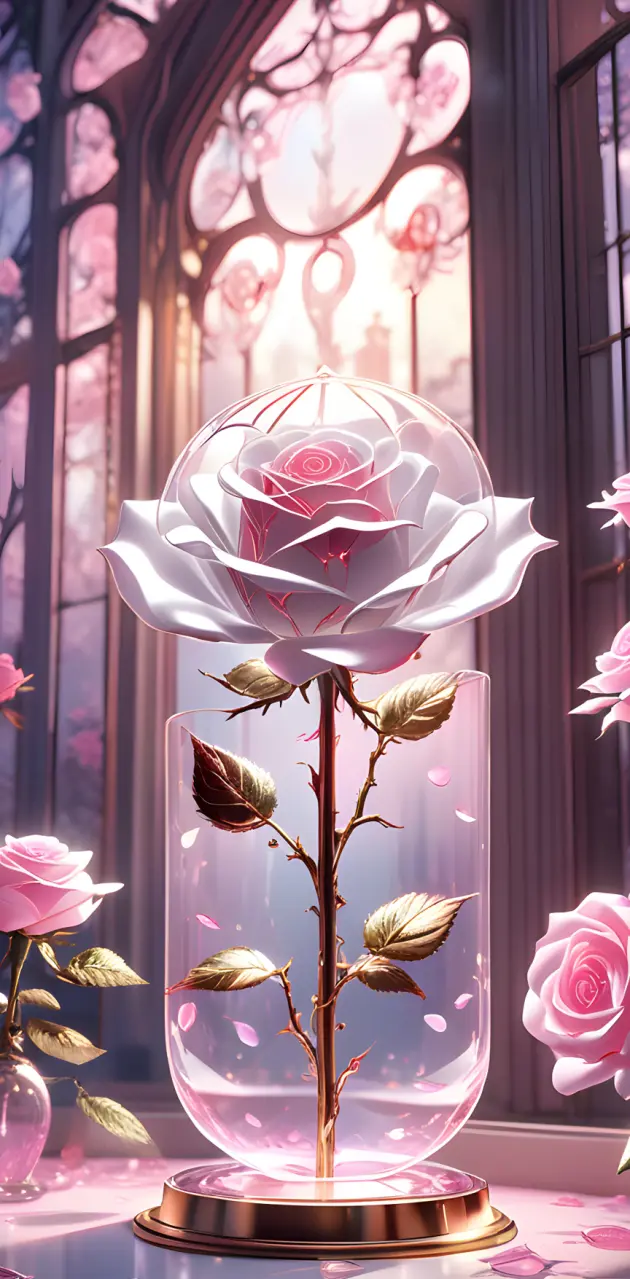 Pink rose with matched background 